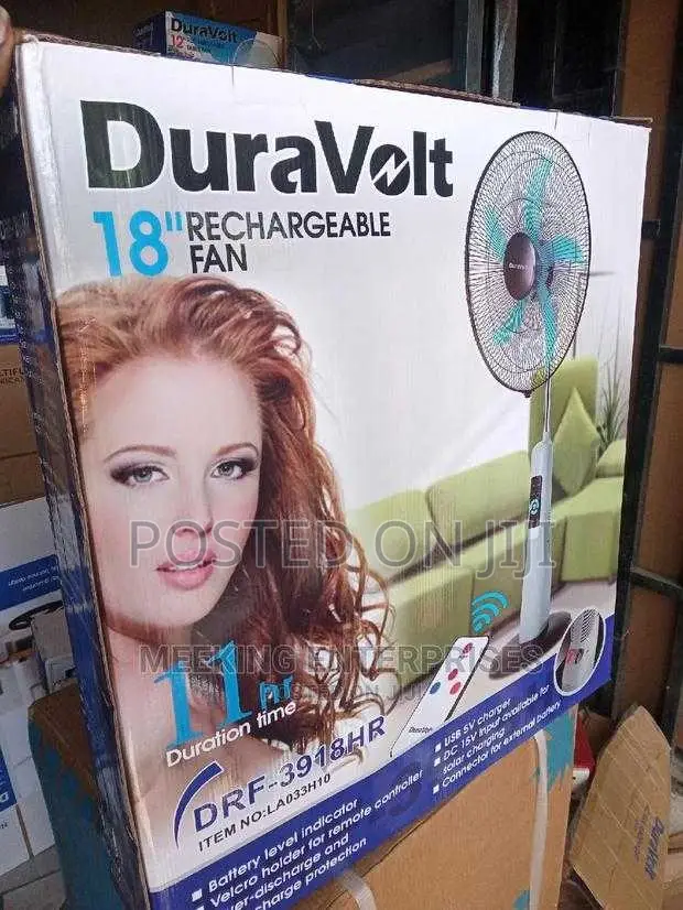 Duravolt 18" Rechargeable Standing Fan