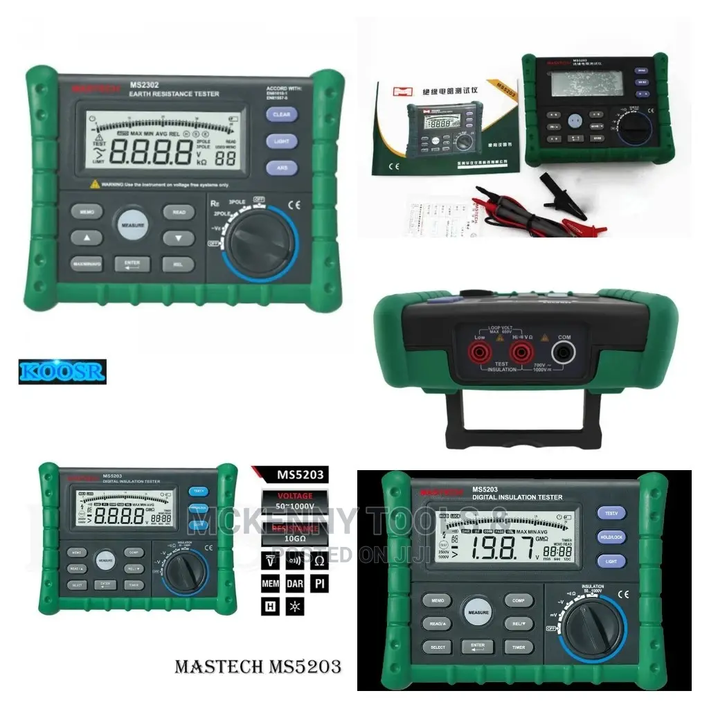 Digital Insulation Tester, 10gohm, 1000V, 250ma, MASTECH