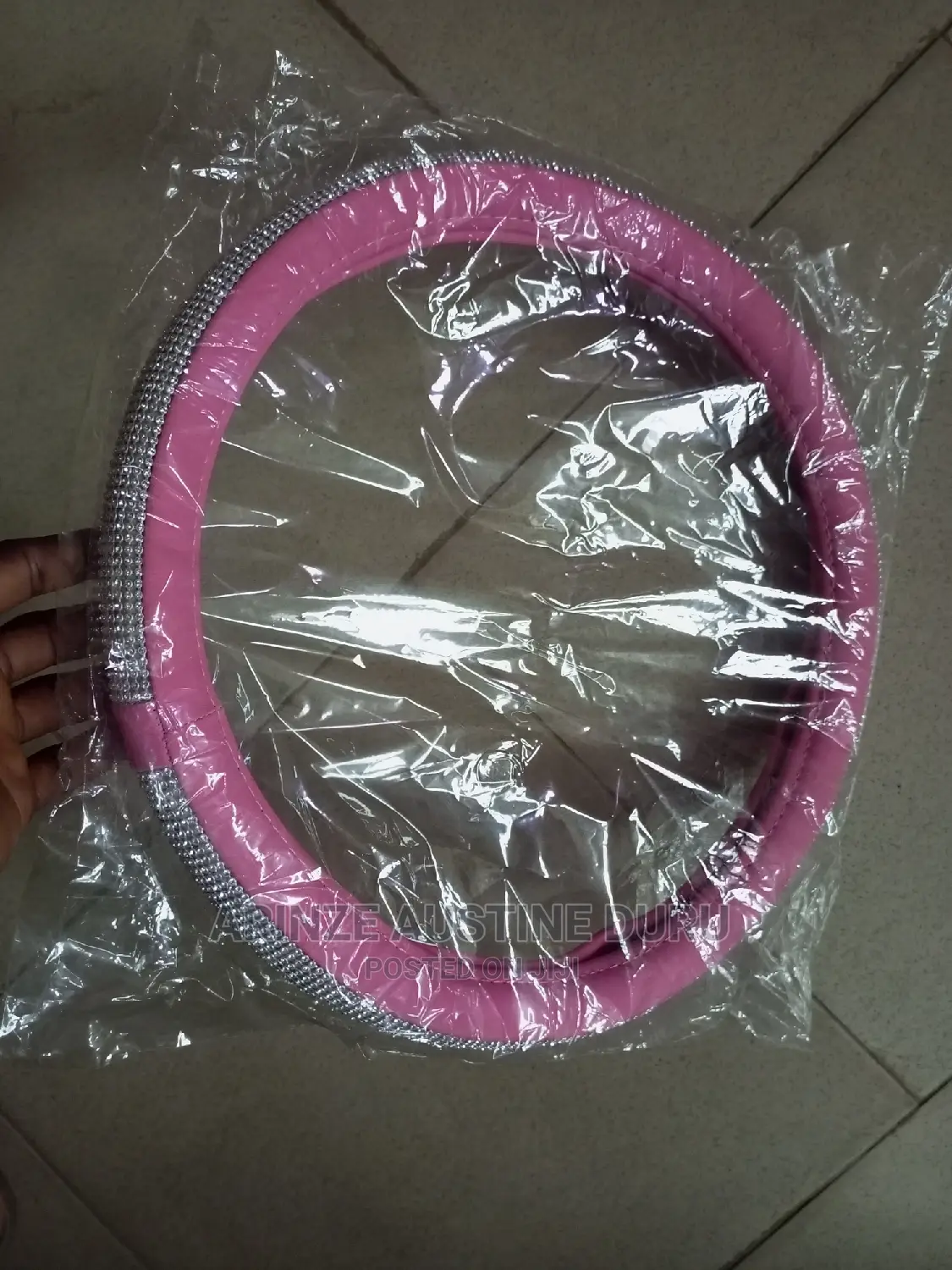 Stearing Wheel Cover Pink Blings