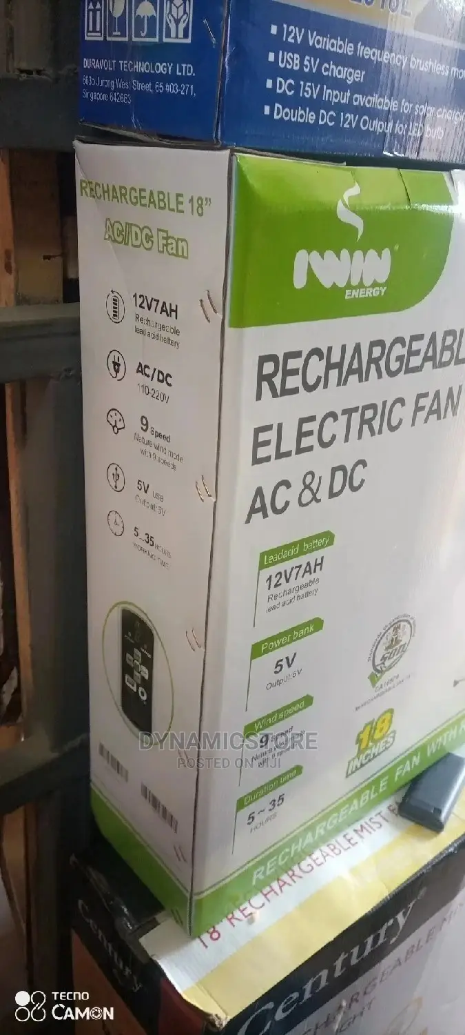 Iwin Rechargeable 18" Fan With Tier.
