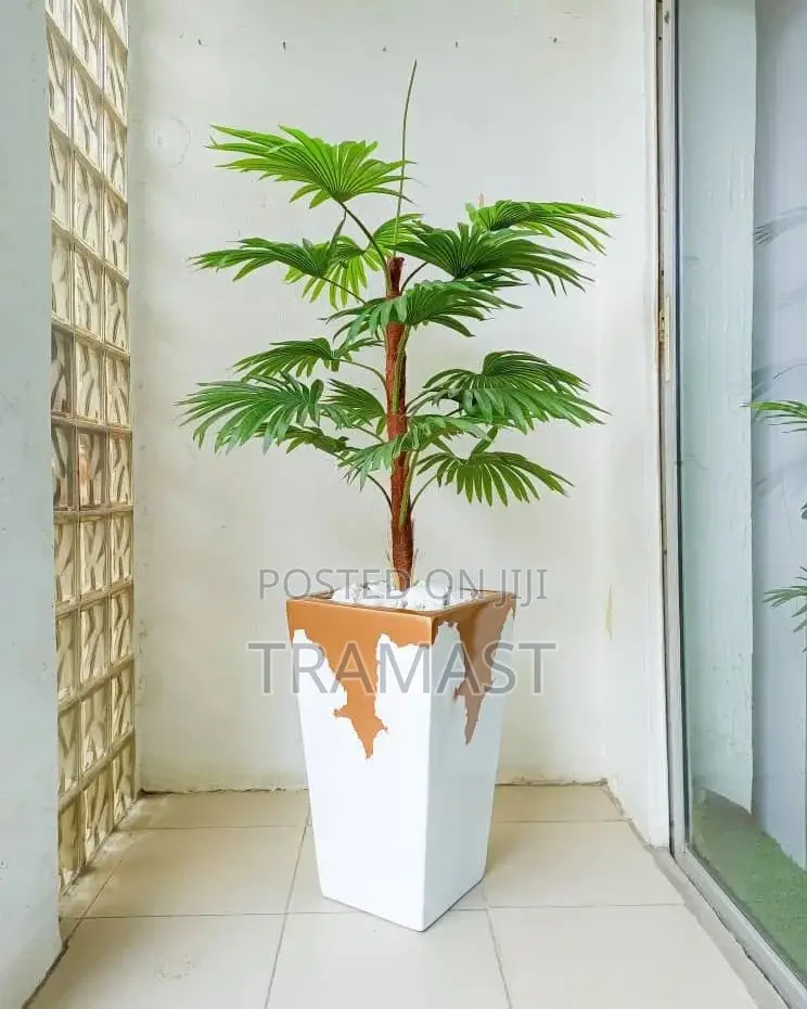 Artificial Palm Plant With Tapered Fiberglass Vase