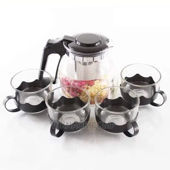 Glass Heat-Resistant Stainless Strainer Teapot 4 Tea Cups