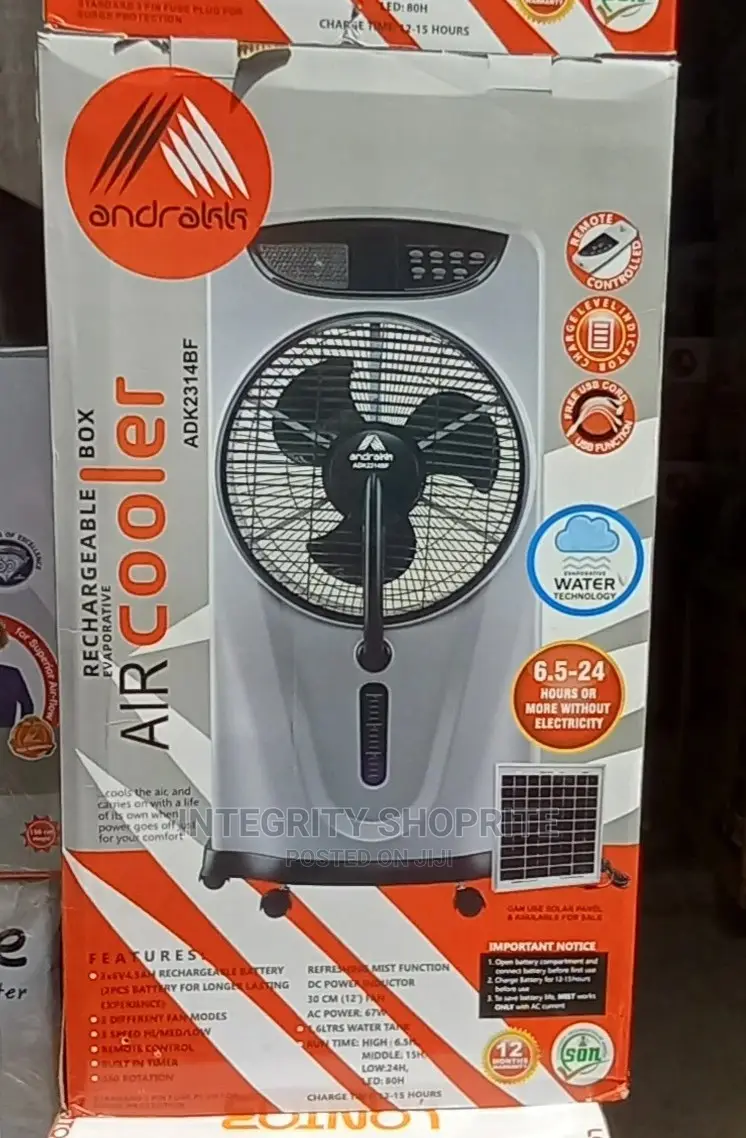 Andrakk Rechargeable Air Cooler Box Mist Fan+ Remote + FREE
