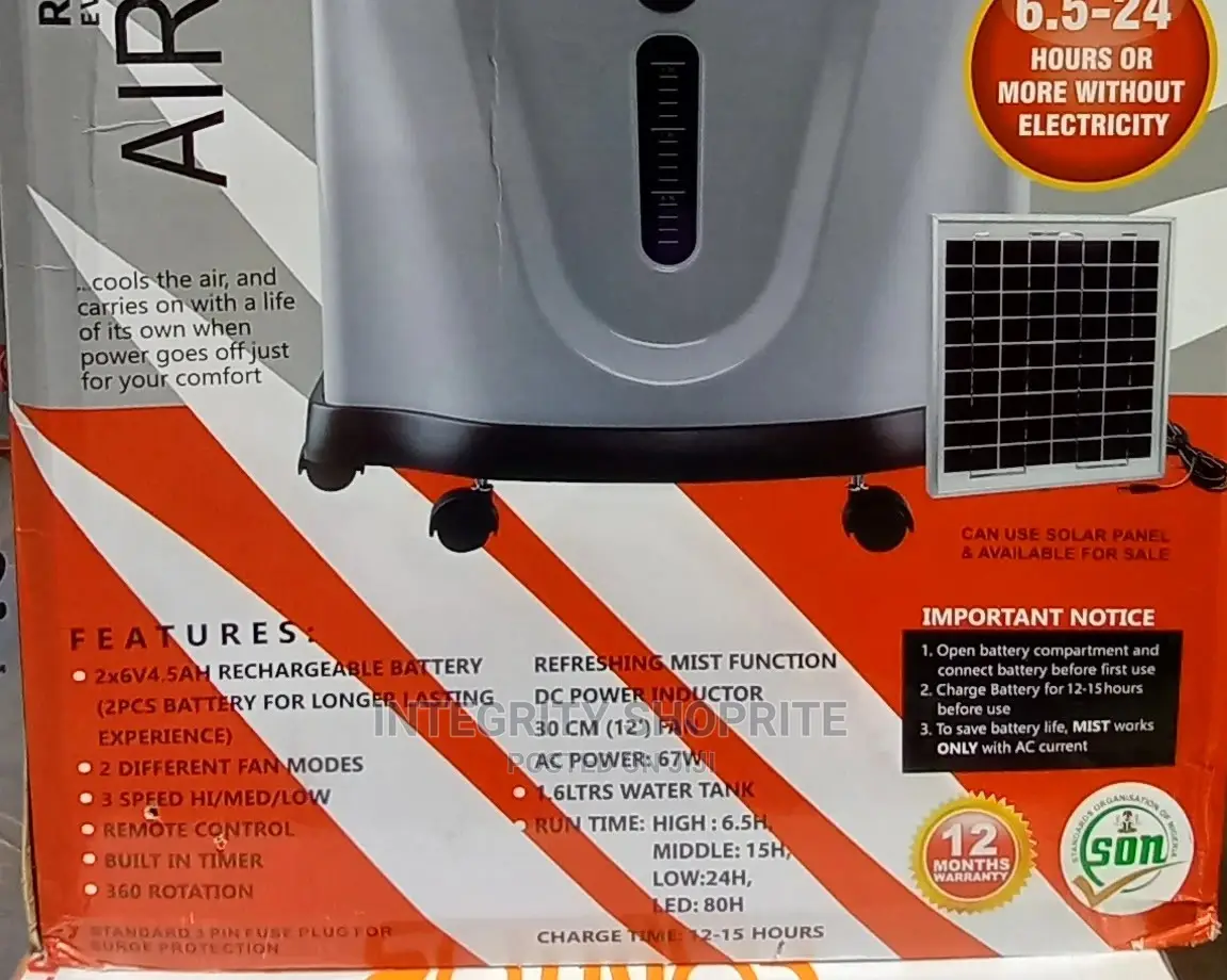 Andrakk Rechargeable Air Cooler Box Mist Fan+ Remote + FREE