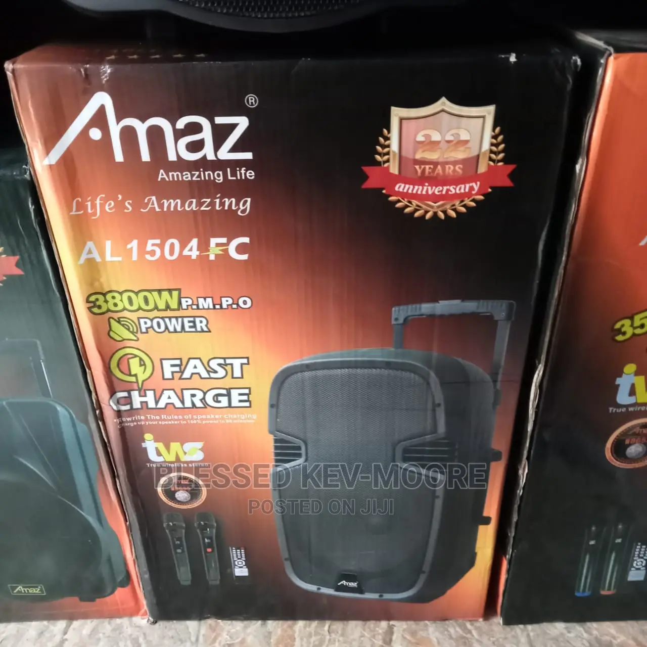Amaz 15" Fast Charge Rechargeable Public Address BT 2mic