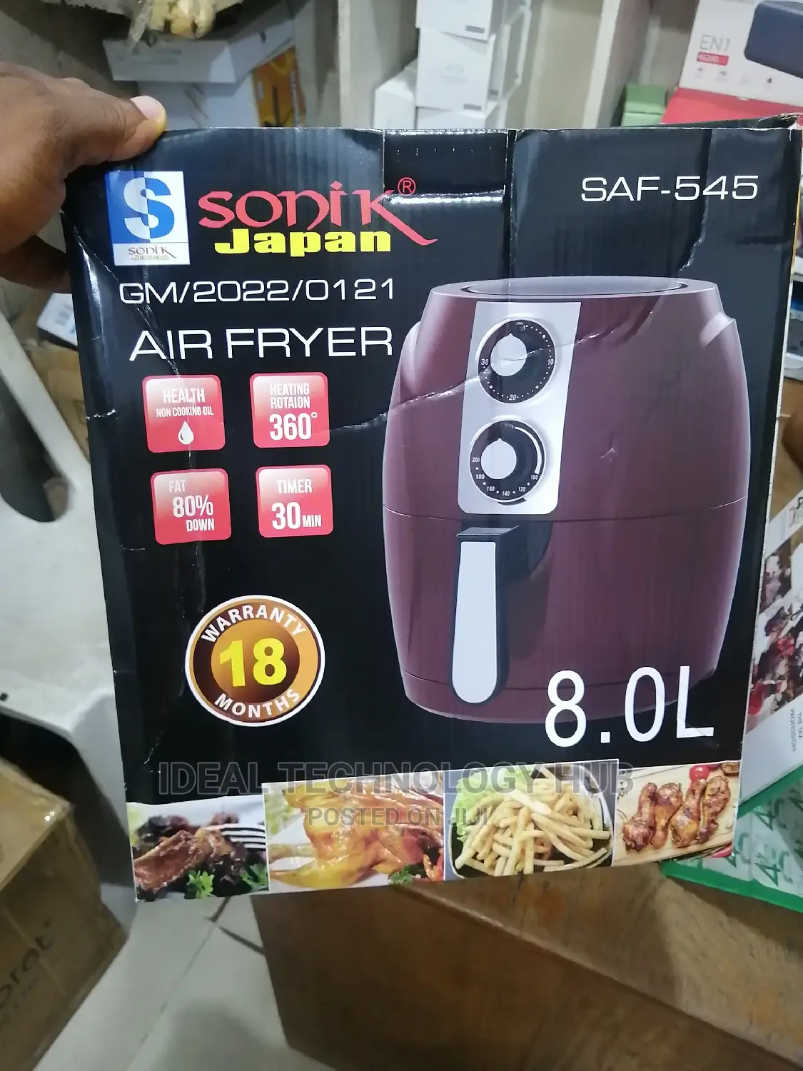 Sonik Air Fryer With 360% Heat Rotation 8.0 Liter