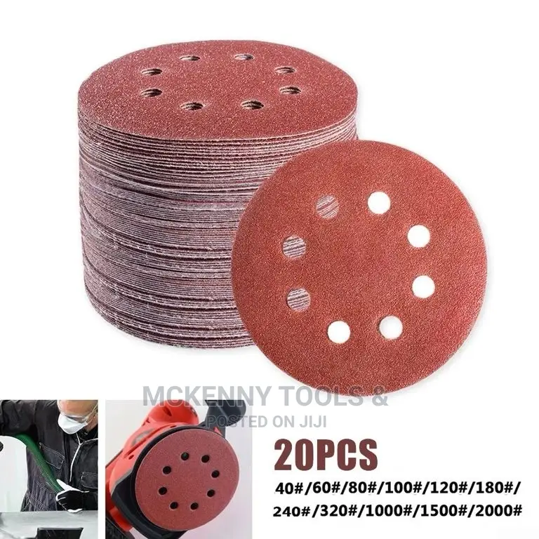 20pcs 5 Inch 125mm Round Sandpaper 8 Hole Sanding Discs Hook