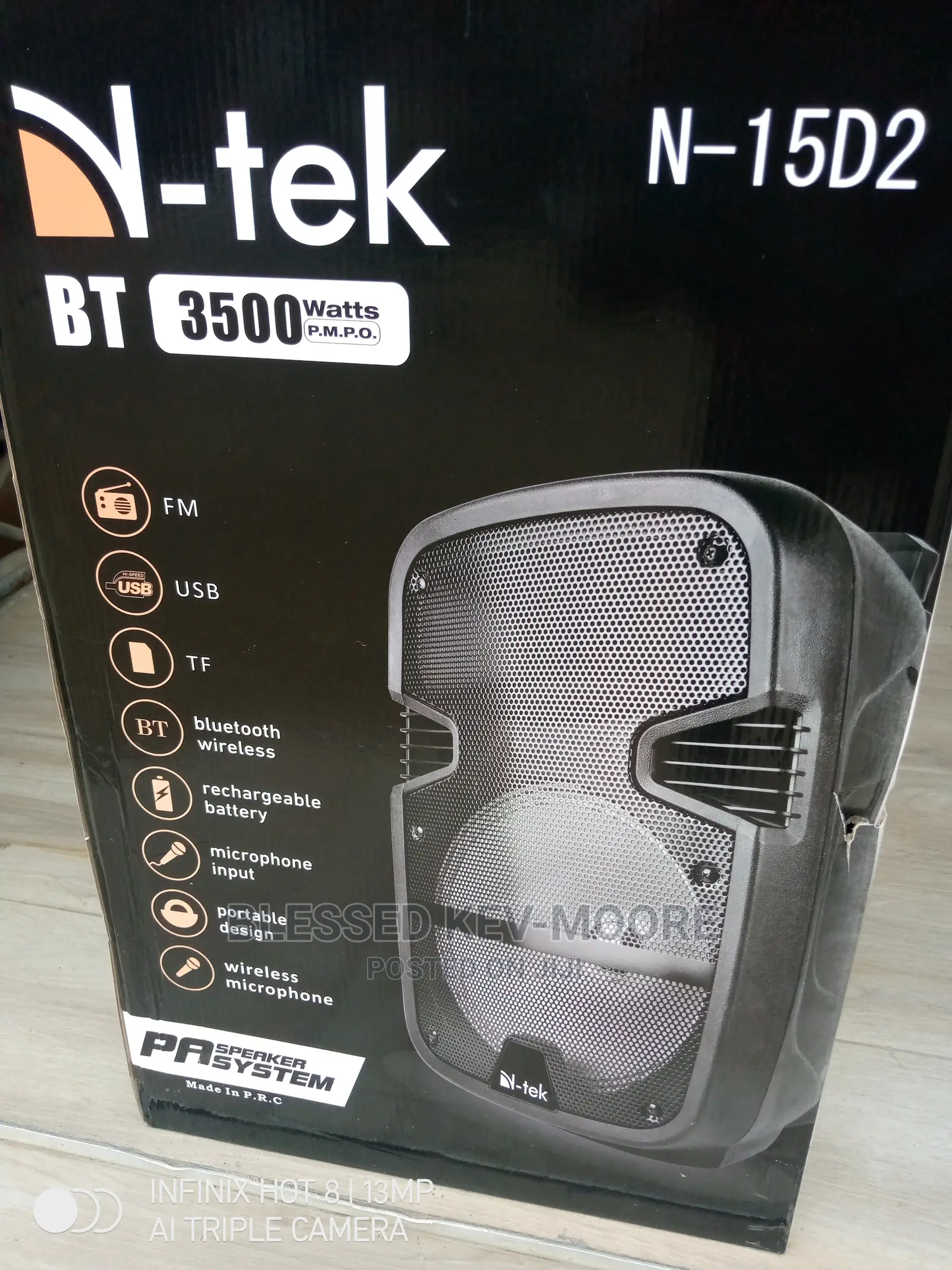 N-Tek 15" Rechargeable Public Address With BT 2 Microphone