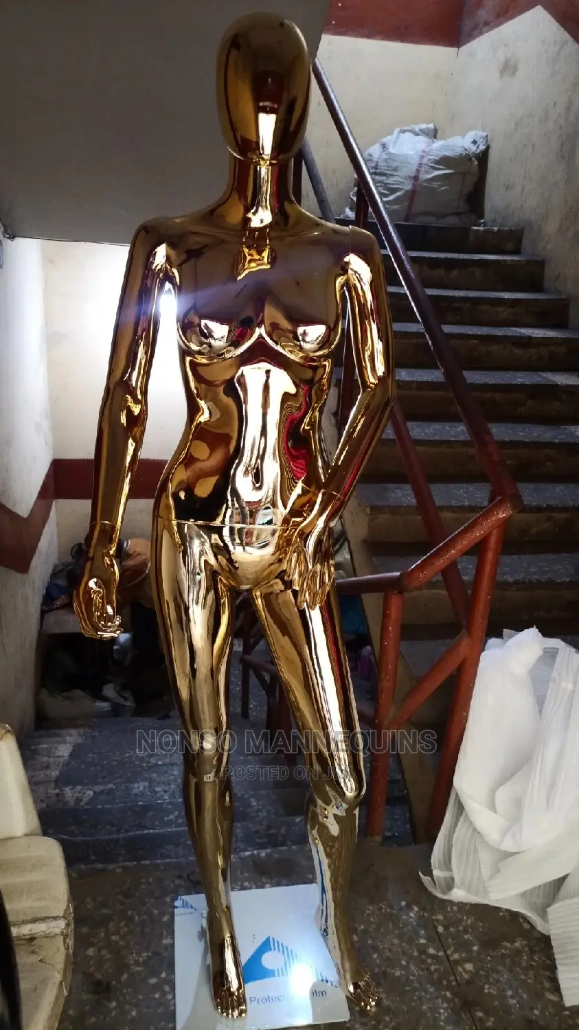 Small Breast Size 8 Faceless Female Gold Chrome Mannequin