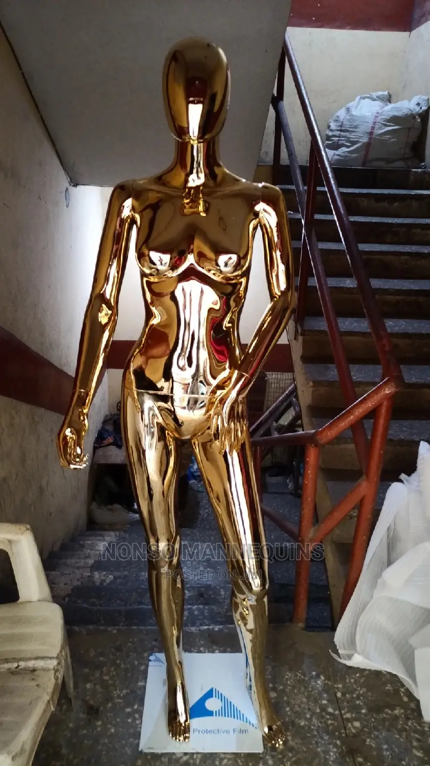 Small Breast Size 8 Faceless Female Gold Chrome Mannequin