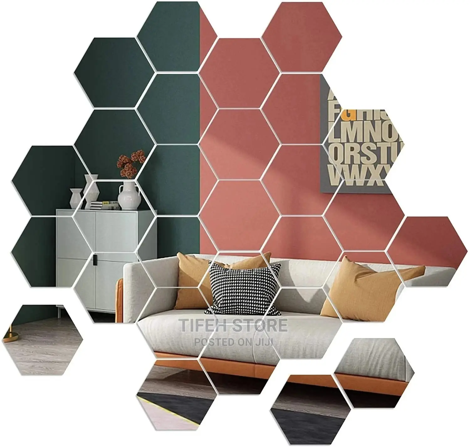 12 Pieces Hexagon Mirror