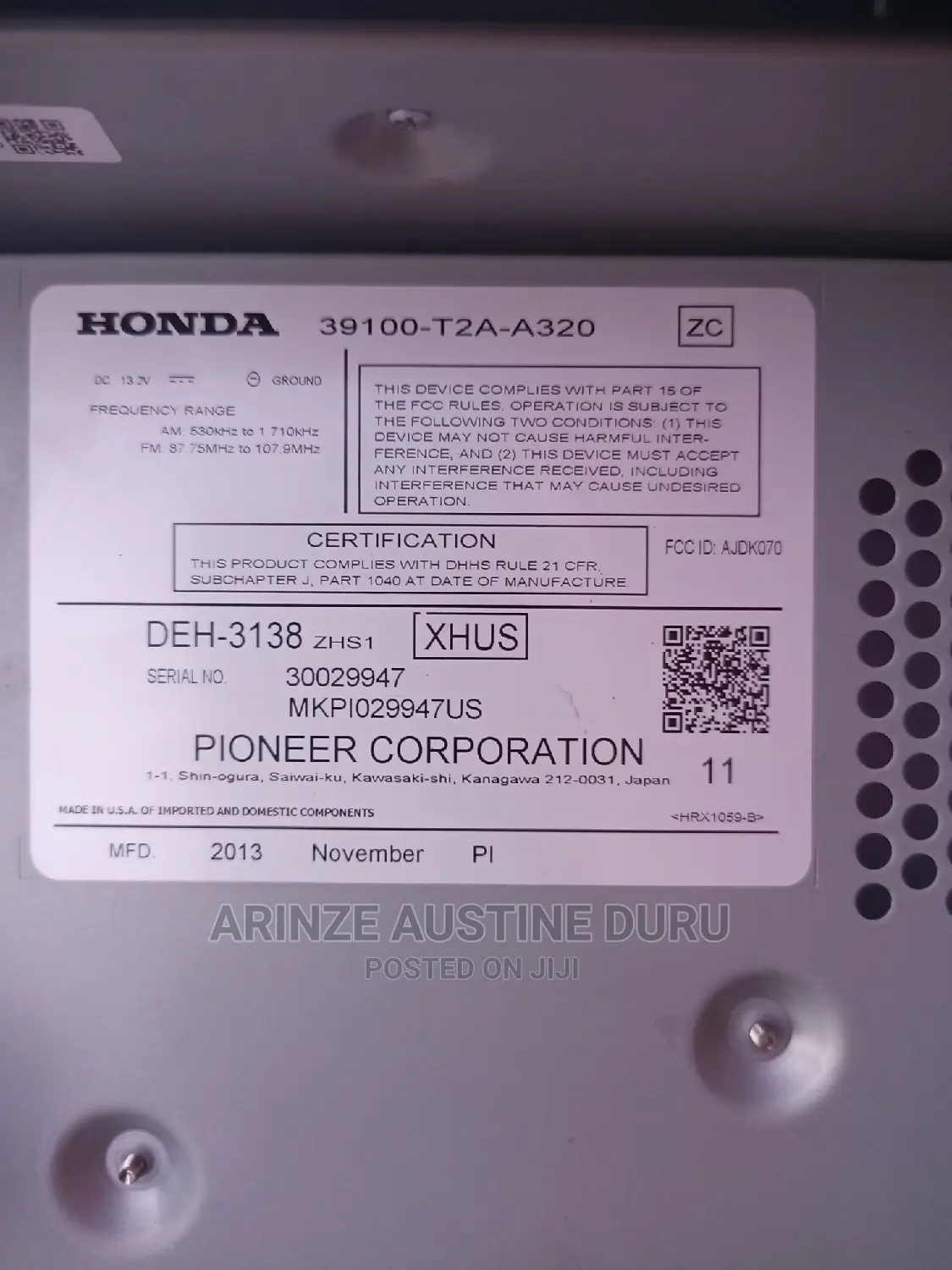 Honda Accord 2013-2015 Audio Player