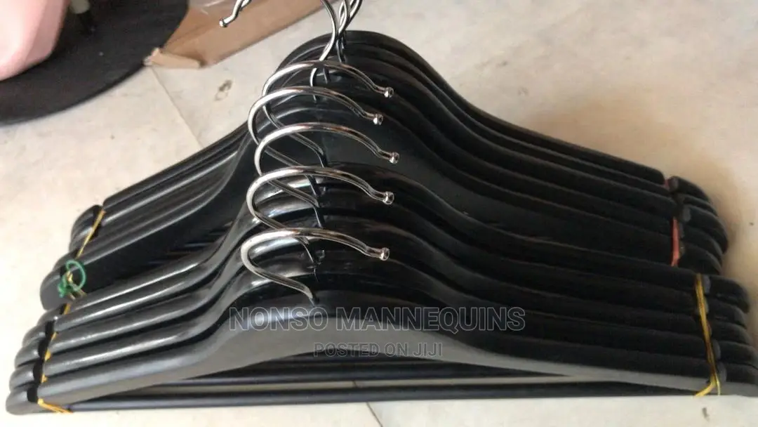 Neat Black Wooden Clothes Hangers