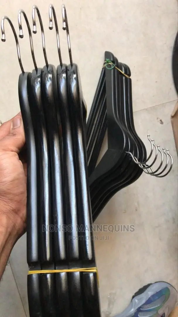 Neat Black Wooden Clothes Hangers