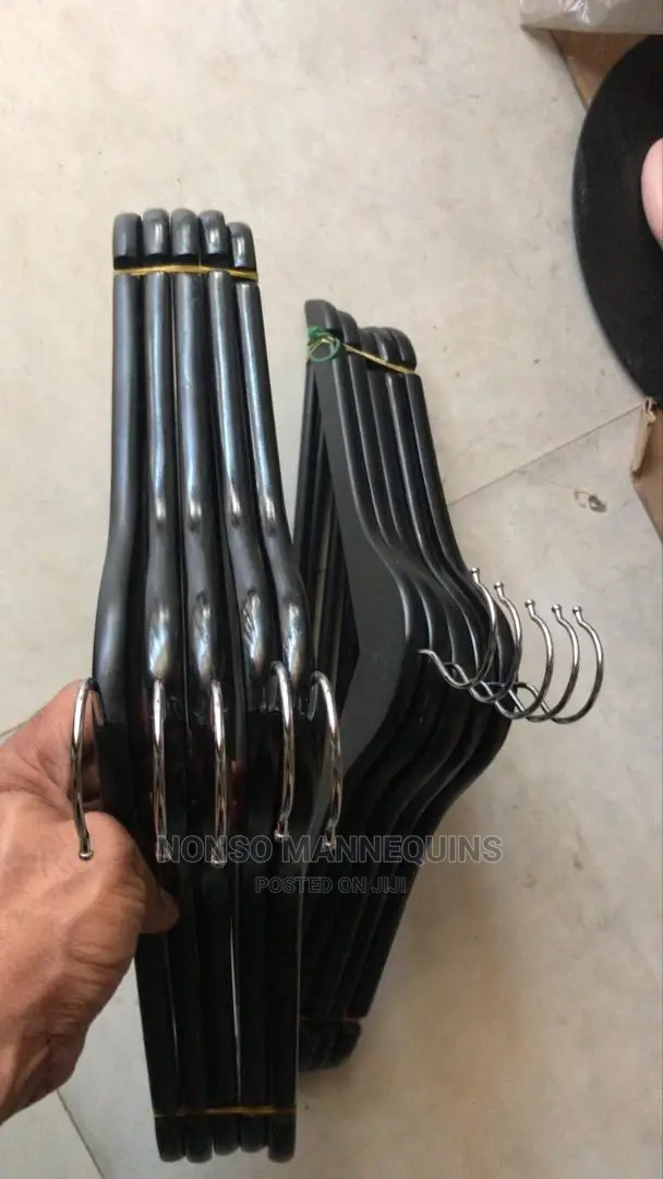 Neat Black Wooden Clothes Hangers