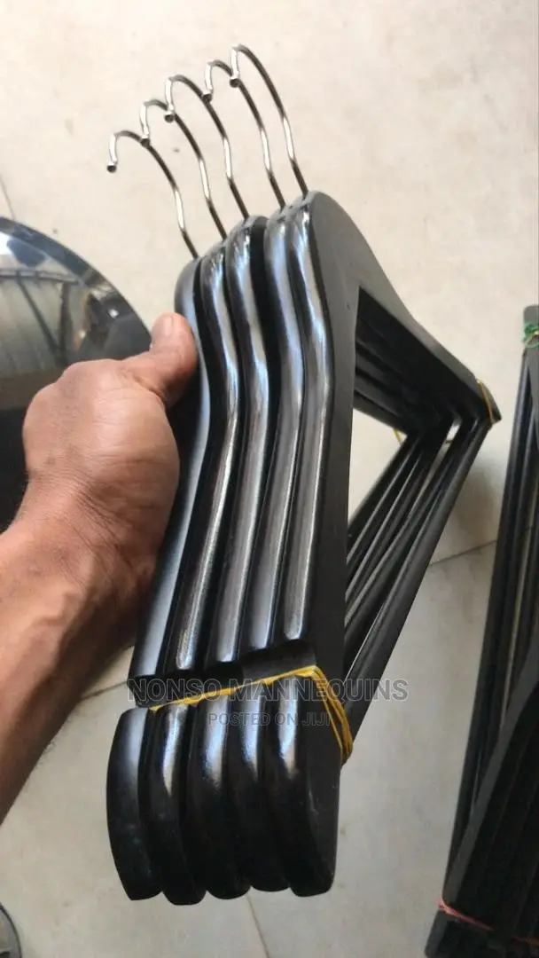 Neat Black Wooden Clothes Hangers
