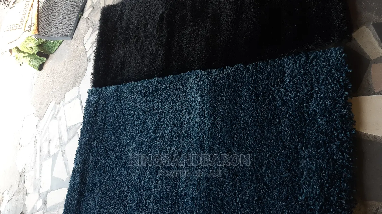 5*7 American Navy Blue Wool Shaggy Rug