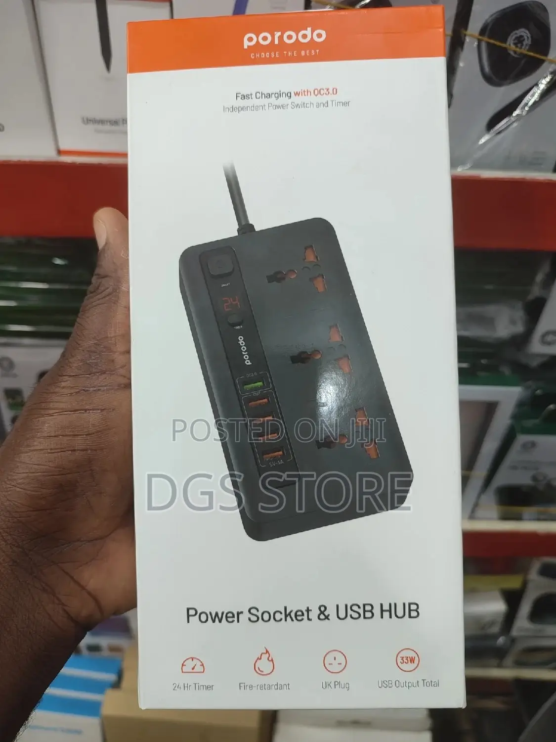 Porodo Power Socket Usb Hub Fast Charging With Qc3.0