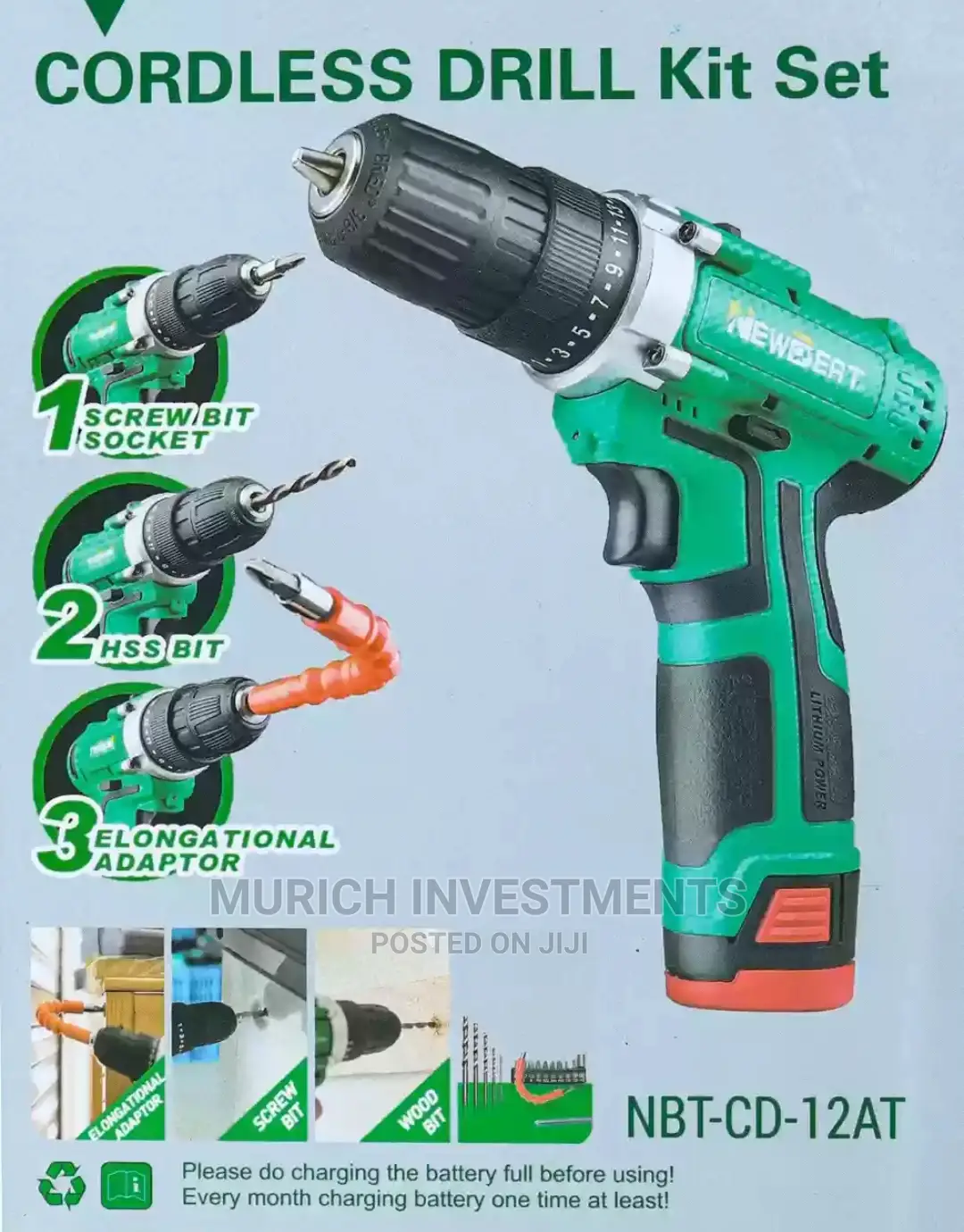 Newbeat Power Tools 12V 10mm Cordless Drill