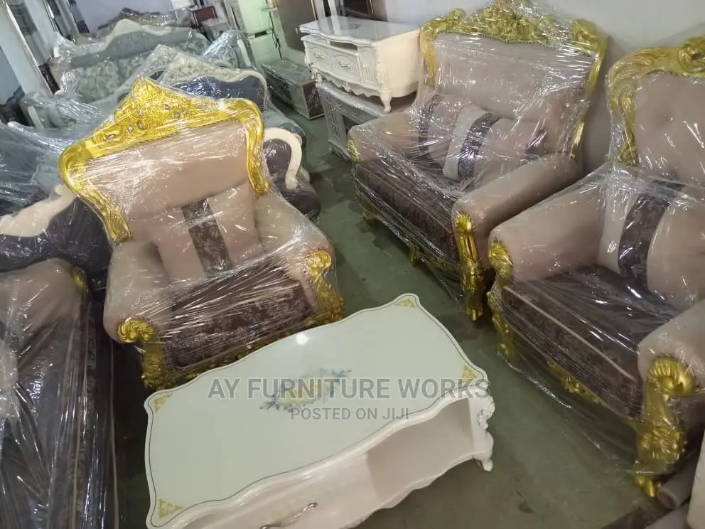 Modern 7 Seater Living Room Fabric Made Royal Sofa Chair.