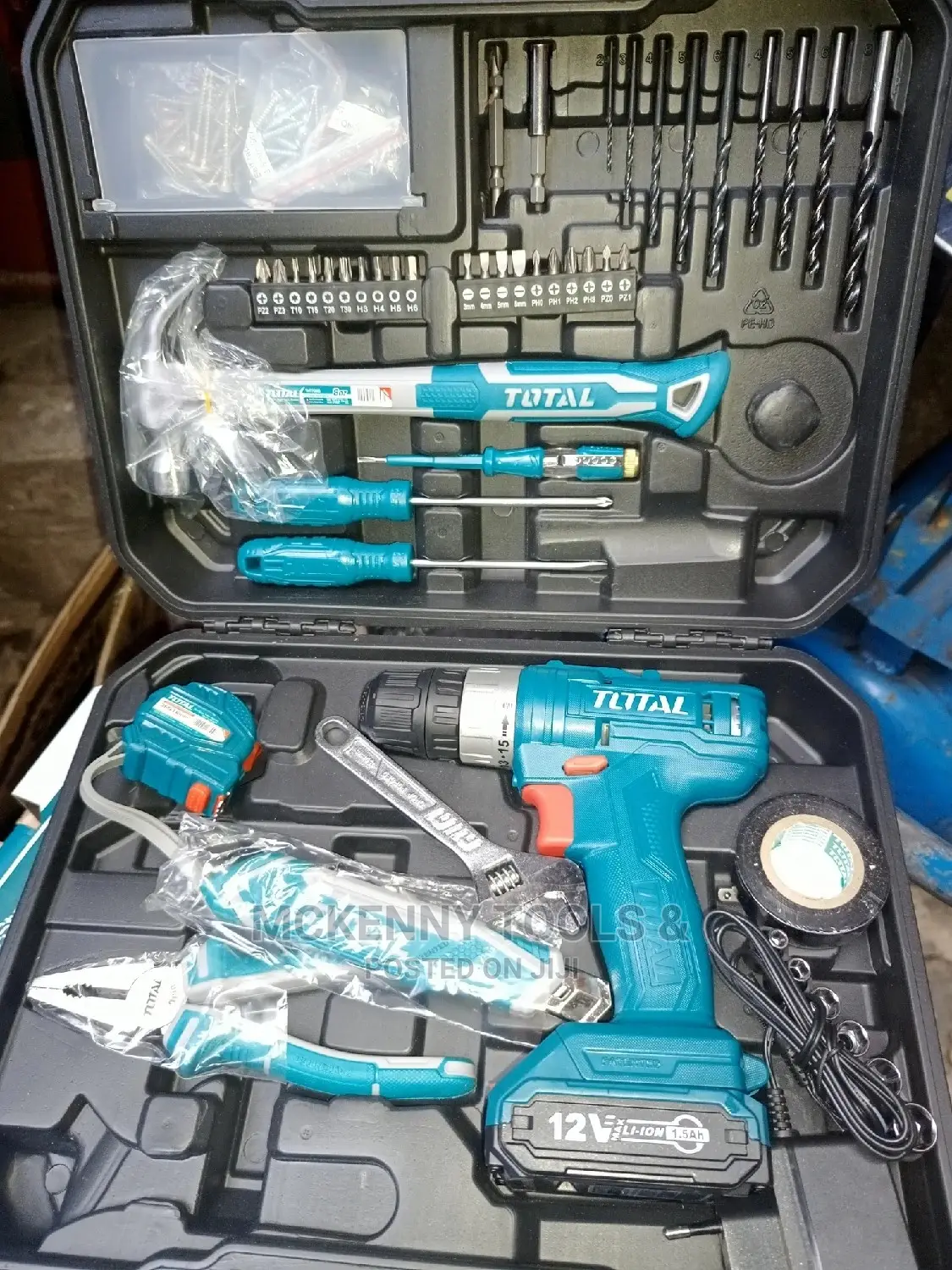 Total Set Cordless Drill Li-Ion 12V 127pcs (