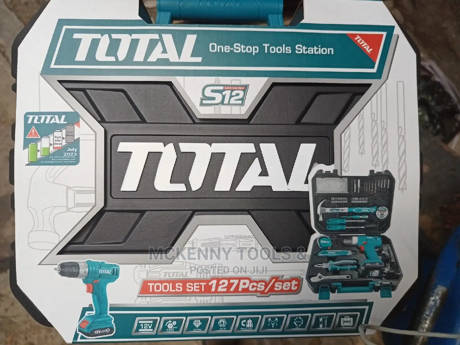 Total Set Cordless Drill Li-Ion 12V 127pcs (
