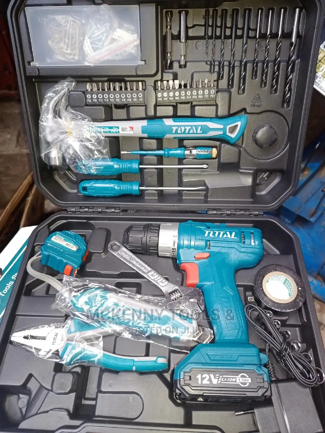 Total Set Cordless Drill Li-Ion 12V 127pcs (