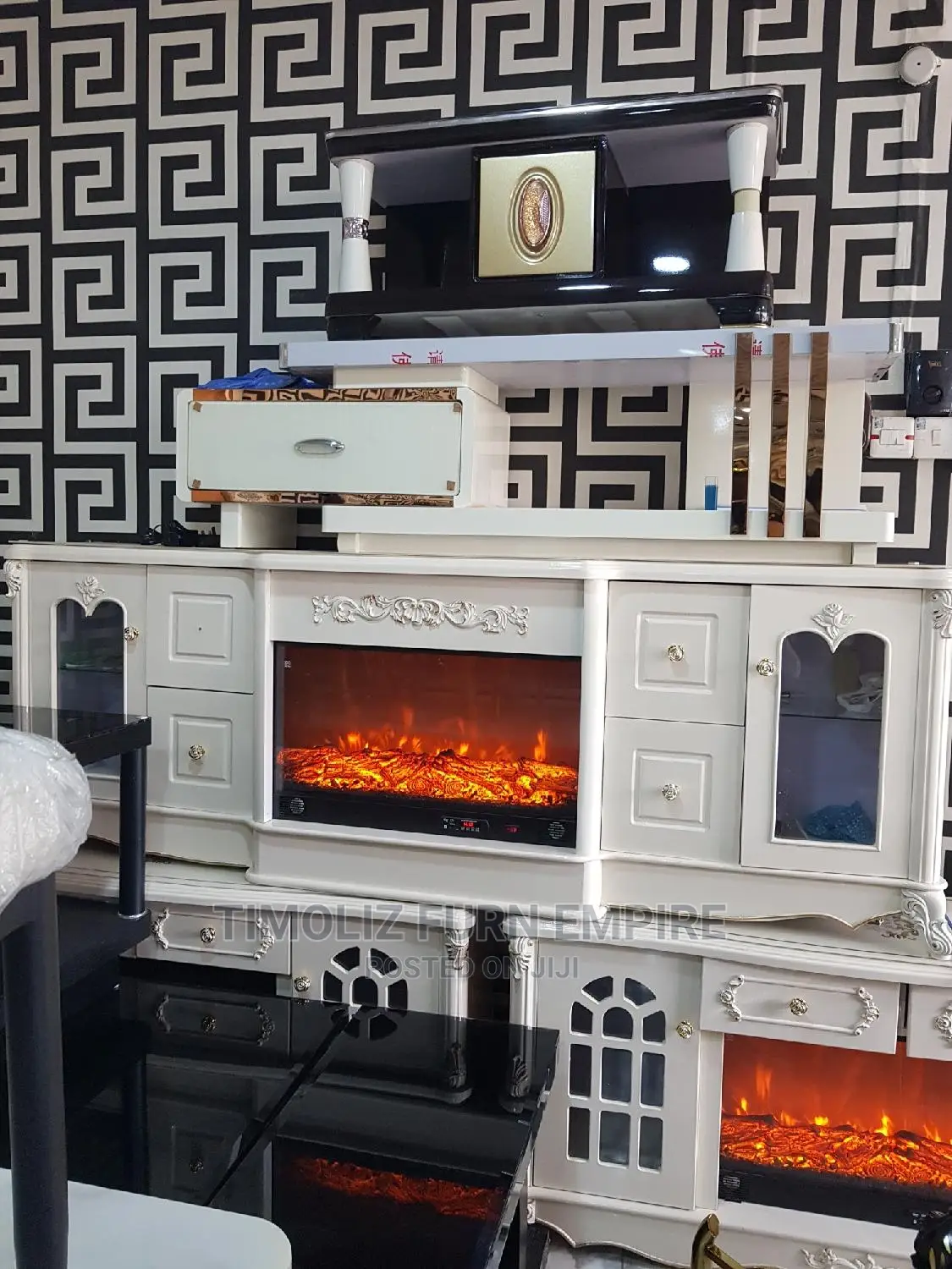 Fireplace TV Stand With Storage Spaces