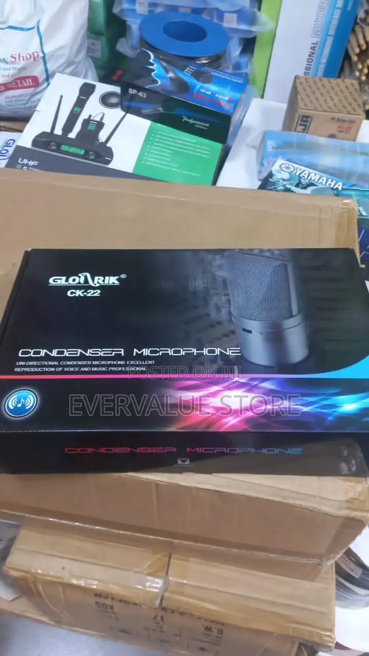 Studio Condenser Microphone With Soundcard Pop Filter