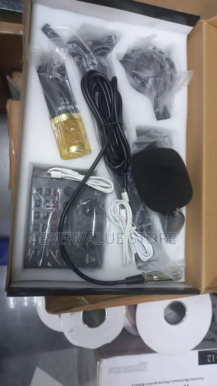 Studio Condenser Microphone With Soundcard Pop Filter