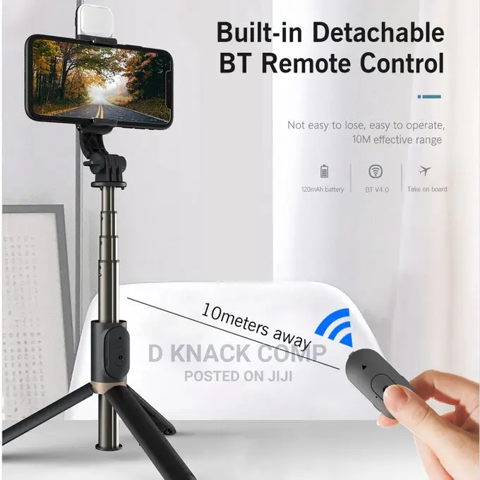 Multifunctional Wireless Bluetooth Selfie Stick With Light