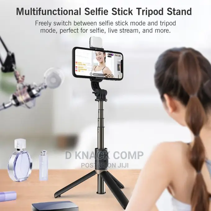 Multifunctional Wireless Bluetooth Selfie Stick With Light
