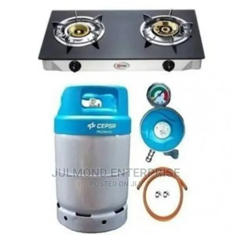 12.5kg Gas Cylinder+2 Burner Glass Cooker - Complete