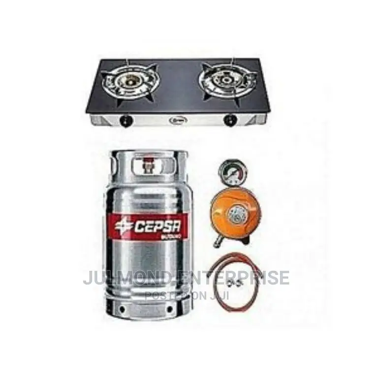 12.5kg Gas Cylinder+2 Burner Glass Cooker - Complete