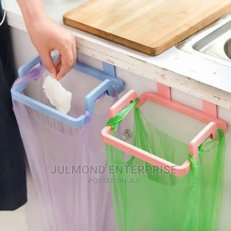 Durable Door-Back Trash Bag Holder Cabinet Rack Trash