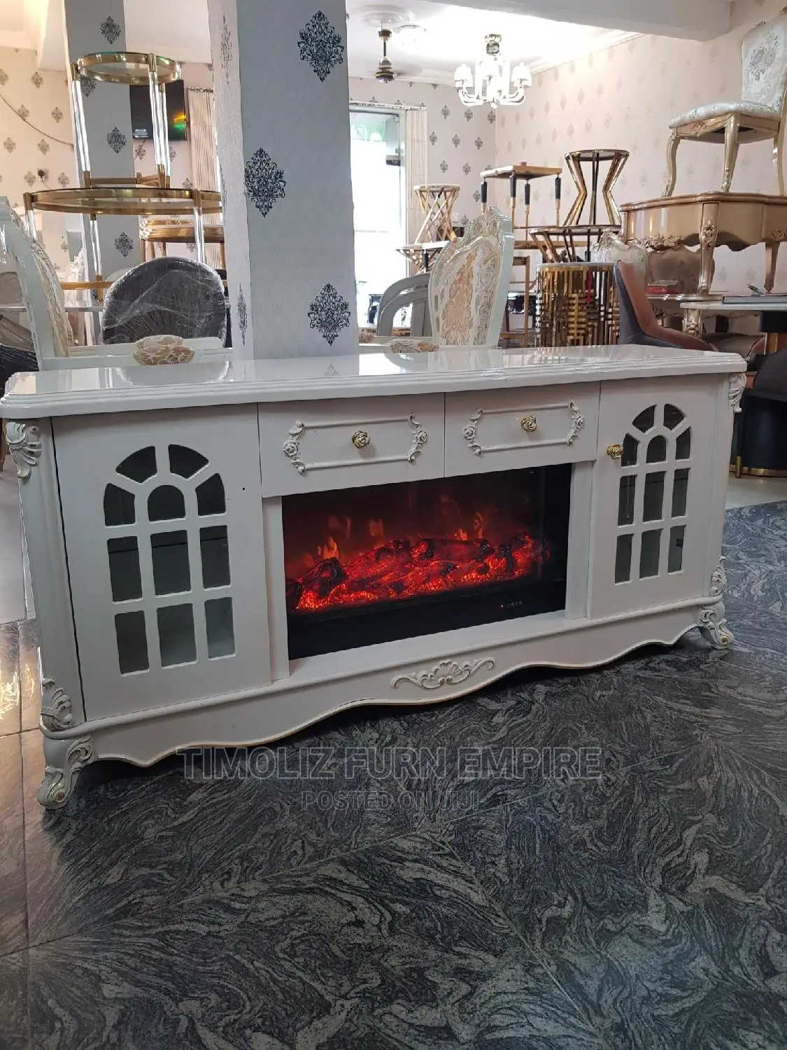 Exquisite Fireplace TV Stand With Storage Spaces.