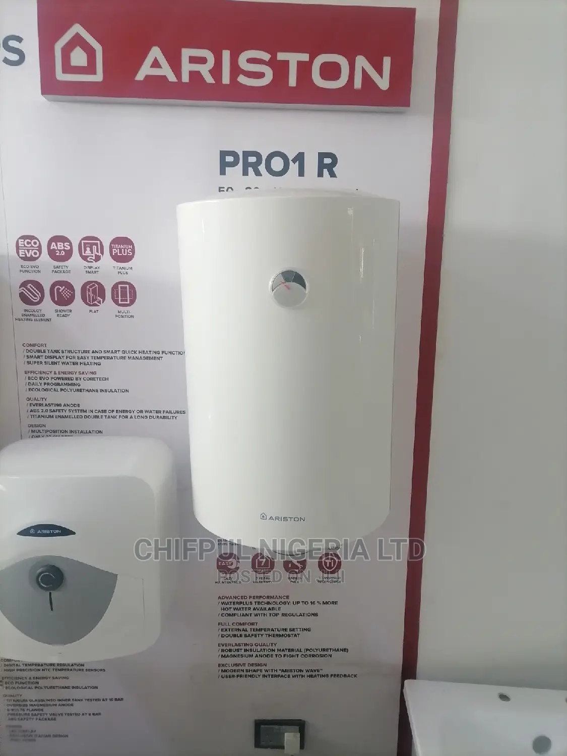 Ariston Pro1b Water Heater 100lit