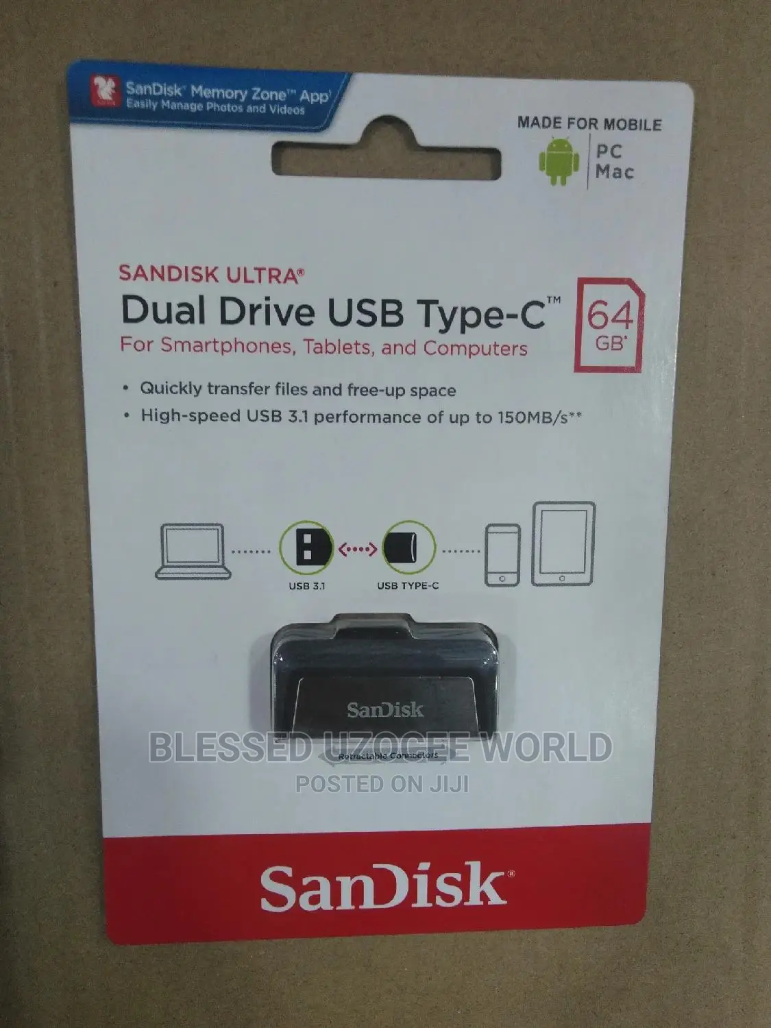 Sandisk 64gb Dual Drive USB Type C OTG 3.1 Flash Drive