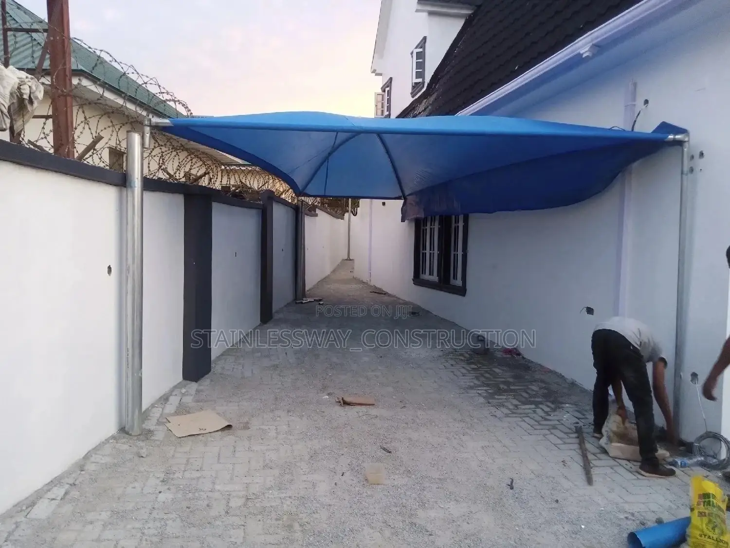 Classic Blue Carport Parking Space