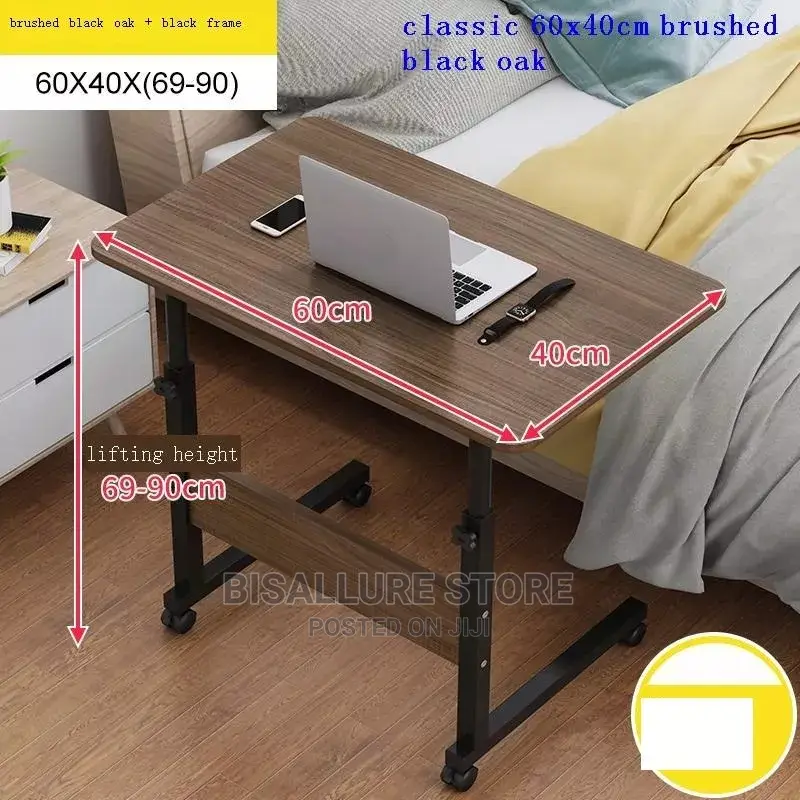 Wooden Laptop Table With Wheels and Shelf