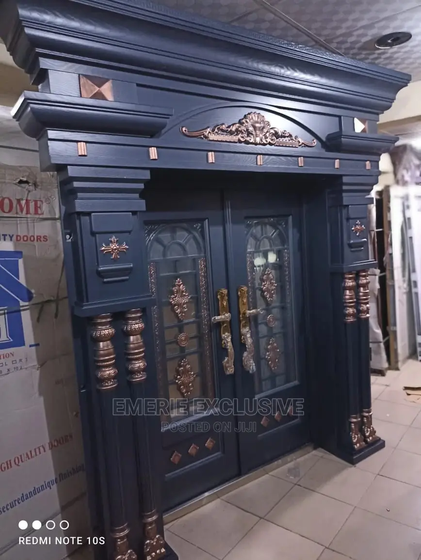 5ft Entrance Copper Door With Glass and Ark and Pillars