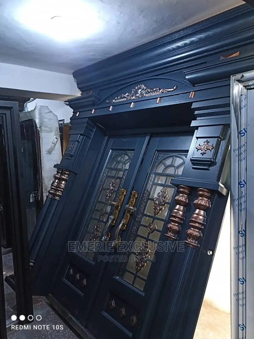 5ft Entrance Copper Door With Glass and Ark and Pillars