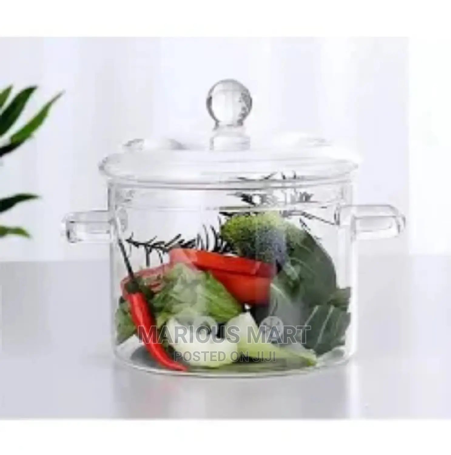 Transparent Glass Cooking Pot - 1500 Ml