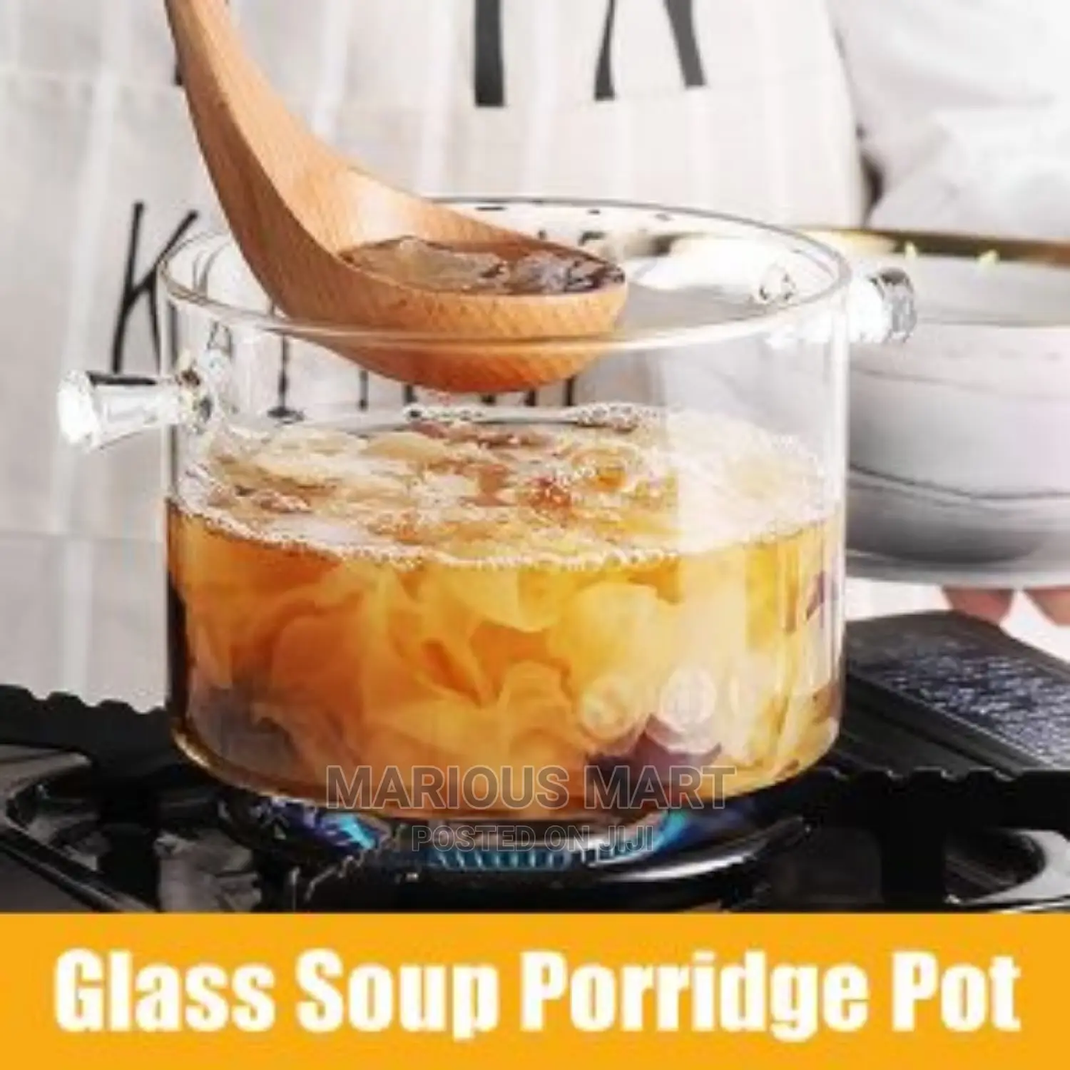 Transparent Glass Cooking Pot - 1500 Ml